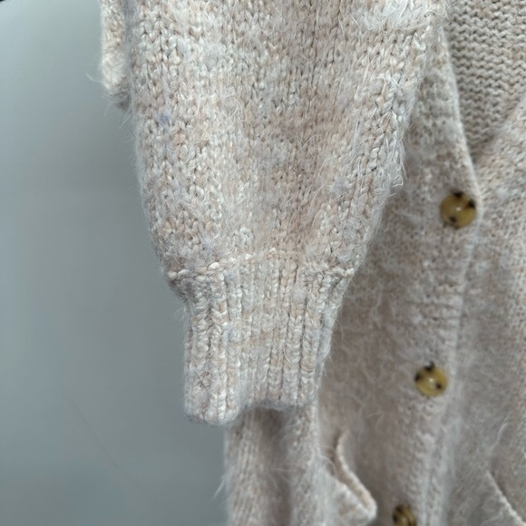FREE PEOPLE NEVERMIND M oversized crème brûlée soft boho fluffy woman cardigan - Picture 9 of 12